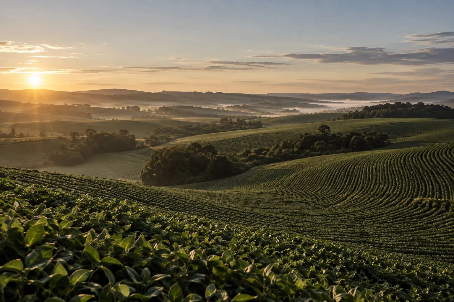 Lavoura brasileira ao amanhecer